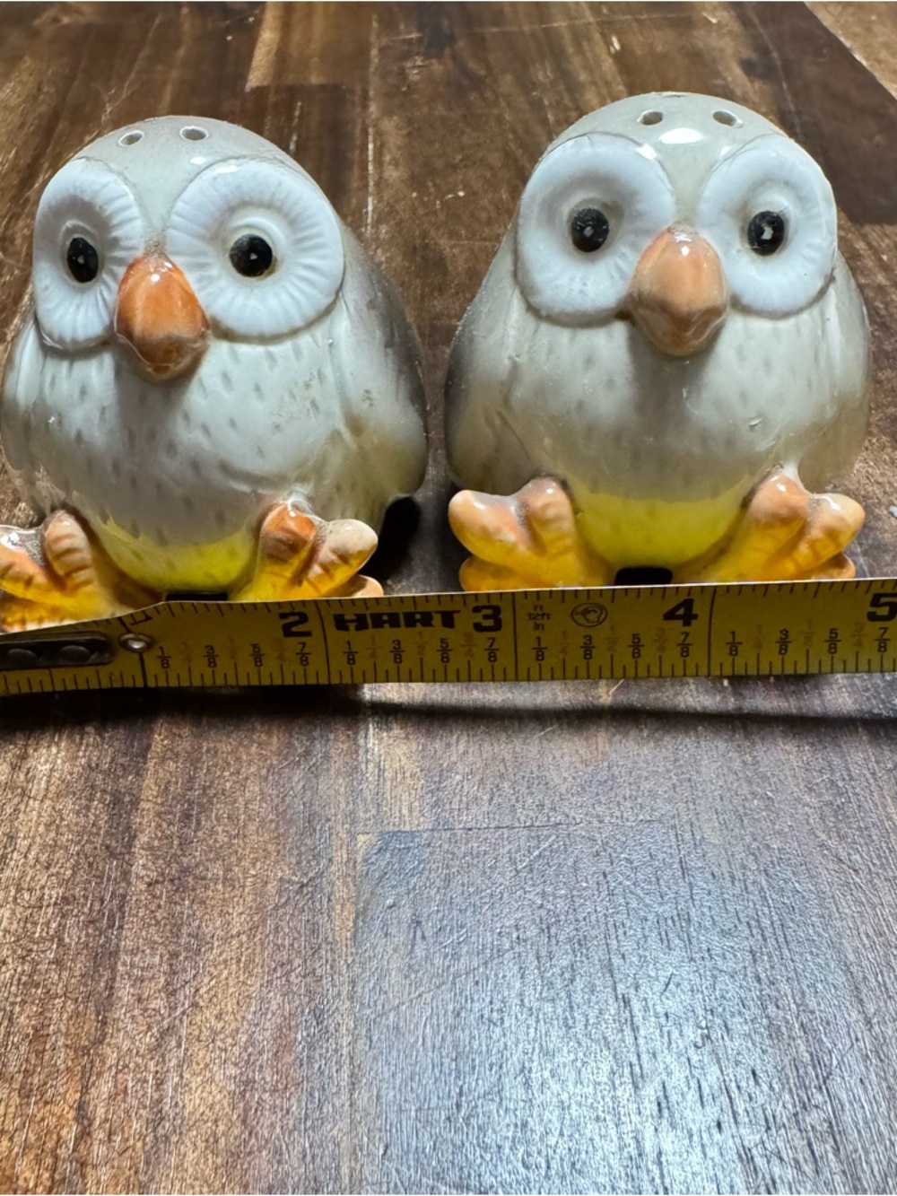 Fritz & Floyd  Vintage Owl Ceramic Salt and Pepper Shakers - Yellow and White - Picture 4 of 5